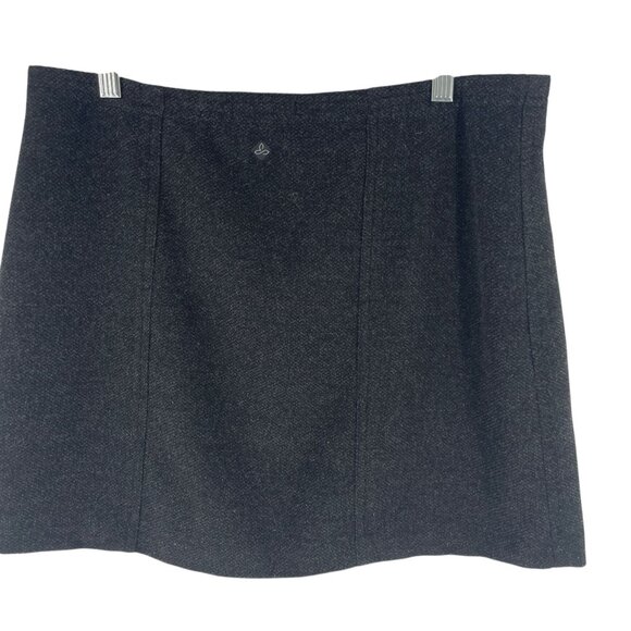 Prana Nicky Charcoal Grey Tweed Wool True Wrap Buttoned Mini Skirt Women's 10 - Picture 2 of 7